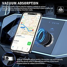 360-degree Adjustable Electric Vacuum Magnetic Suction Cup Phone Mount Hands-Free Magnetic Cell Phone Holder for Car/Gym/Mirror/Smooth Surface Compatible with
