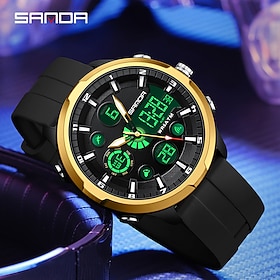 SANDA Men Digital Watch Outdoor Sports Fashion Casual Luminous Stopwatch Alarm Clock Calendar Silicone Gel Watch