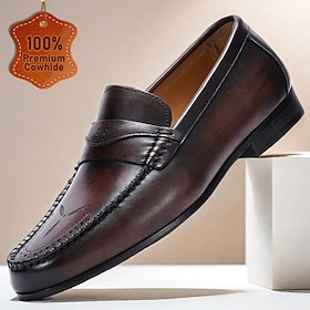 stilige loafers i brunt skinn med sømdetaljer for menn perfekt for casual og business casual