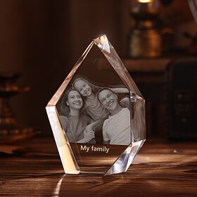 Personalized 3D Engraved Crystal Photo Gift Custom Volcanic Shaped Holographic Laser Photo Decoration Birthday,Valentine's Wedding Memorial, Mother's Day,Chris