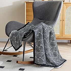 Throw Blanket Knitted Throw for Couch Sofa Chair Bed Home Decoration, Soft Warm Cozy Light Weight for Spring Summer Fall,Geometric Patterns Woven Knitted Throw