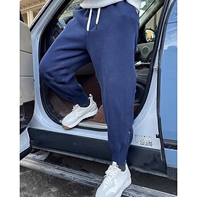 Men's Sweatpants Joggers Trousers Harem Pants Pocket Drawstring Elastic Waist Plain Comfort Sports Outdoor Daily Fashion Casual Black Blue Micro-elastic