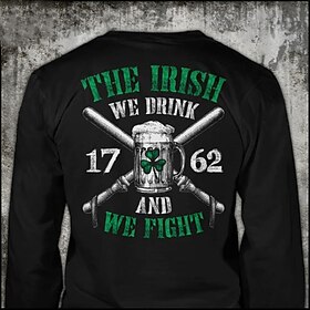 St. Patrick's Day Voor heren Klavertje vier Bier T-shirt 100% katoen Lange mouw Grafisch Shirt Zwart Comfortabel T-shirt Vakantie Straat Modeontwerper kleding