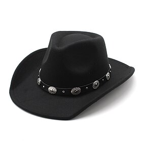 Per uomo Cappello da sole Cappello da cowboy Cappello Fedora Trilby Nero Vino Lanetta Stile vintage Di tendenza 18esimo secolo Stato del Texas Giornaliero Fest