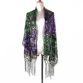 Roaring 20s 1920s Cocktail Dress Cape Wrap Shawls The Great Gatsby Wedding Guest Sequins Tassel Fringe Fancy Dress Women's Halloween Carnival Masquerade Weddin
