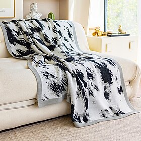 1pc Ink Knitted Blanket, Flannel Blanket, Soft Warm Throw Blanket Nap Blanket For Couch Sofa Office Bed Camping Travel, Multi-purpose Gift Blanket For All Seas