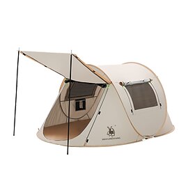 3 person Camping Tent Outdoor Windproof UPF50 UV Resistant Single Layered Poled Camping Tent 1000-1500 mm for Fishing Climbing Beach Oxford Cloth 250150110 cm