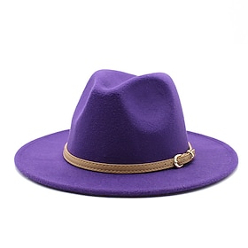 Men's Kentucky Derby Hat Sun Hat Cowboy Hat Fedora Trilby Hat Black White Woolen Vintage Style Fashion 18th Century State of Texas Daily Theme Party Solid / Pl