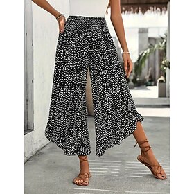 Per donna Gamba larga Chinos Moda Streetwear Lunghezza intera Vita Alta A Pois Tasca Fascia Elastica Stampato Comodo Morbido Confortevole Micro-elasti