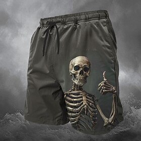 Halloween Men's Skull Costumes Swim Trunks Swim Shorts Board Shorts Mid Waist Fashion Streetwear Designer Casual Daily Holiday Drawstring Pocket Elastic Waist