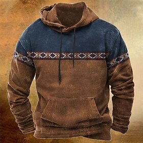 Men's Color Block Graphic Prints Hoodie Hoodies Sweatshirt Streetwear Designer Basic Casual Long Sleeve Hooded Daily Sports Black Blue Brown Green Gray Print S