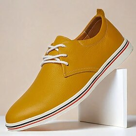 Men's Casual Lace-Up Shoes  Vibrant Faux Leather Upper, Lightweight Design, Non-Slip Sole, Perfect for Everyday Wear and Summer Outings