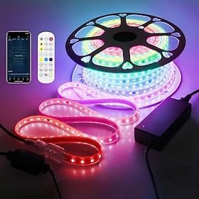 16-100FT Smart RGB IC LED Light Strip - Waterproof Multicolor Chasing Lights with APP  Music Sync for Bedroom  Outdoor