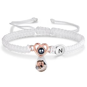 Personalized Projection Bracelet Custom Best Gift for Mom  Elegant Customizable Jewelry with Photo Projection and Initial Letter Engraving, Perfect for Wife o