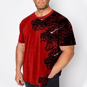 Men's Plus Size T Shirt Big And Tall Graphic Crew Neck Print Short Sleeve Sprin…