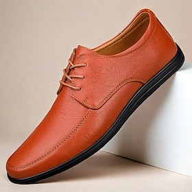 Men's Classic Lace-Up Faux Leather Oxford Shoes with Lightweight Sole  Perfect for Business, Casual and Office Wear