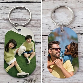 Personalized Double-Sided Photo Keychain – Custom Wedding Gift for Couple Stainless Steel Pendant Ornament Gift for Boyfriend, Girlfriend, Pet Memorial