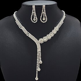 Bridal Jewelry Sets One-piece Suit Alloy Earrings Necklace Women's Stylish Luxury Cute Fancy Geometric Jewelry Set For Party Party Evening Wear