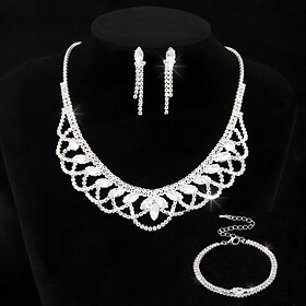 Bridal Jewelry Sets One-piece Suit Alloy 1 Bracelet Earrings Necklace Women's Stylish Luxury Cute Fancy Joy Geometric Jewelry Set For Party Evening Wear