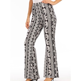 Women's Flared Pants Fashion Streetwear Full Length High Waist Graphic Vintage Style Comfort Outdoor Micro-elastic Daily Vacation Street Black Pink Orange Rain