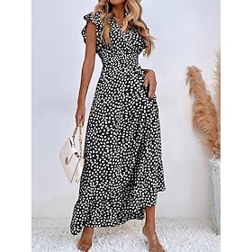 Women's Maxi Dress Corset Dress A Line Dress Vacation Vacation Daily Holiday Regular Fit Graphic Short Sleeve V Neck Black Light Green Light Brown Light Purple