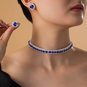 Bridal Jewelry Sets One-piece Suit Alloy Earrings Necklace Women's Stylish Cute Fancy Joy Geometric Jewelry Set For Party Evening Wear