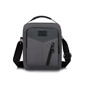 Men's Gray Water-Resistant Crossbody Messenger Bag with Zipper Pockets  Stylish, Durable Fabric Bag for Work, Travel and Everyday Use Color Black Dark Blue Gr