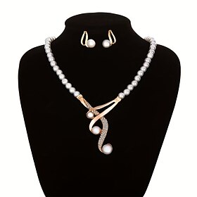 Bridal Jewelry Sets One-piece Suit Alloy Earrings Necklace Women's Stylish Luxury Cute Fancy Precious Geometric Jewelry Set For Party Evening Wear