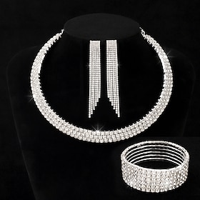 Bridal Jewelry Sets One-piece Suit Alloy 1 Bracelet Earrings Necklace Women's Stylish Luxury Korean Cute Fancy Joy Geometric Jewelry Set For Party Evening Wear