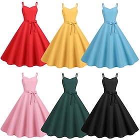 1950s Retro Vintage Dress Swing Dress Solid Color Fancy Dress Women's Carnival Masquerade Revival Daily Wear Bachelorette Party Adults' Dress Homecoming Dresse