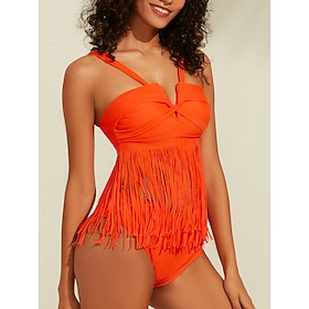 Femmes Maillots de Bain 2 pièces Maillot de bain Vacances Élégant Couleur Unie Sans manches Maillots de bain: retailer-supplied image