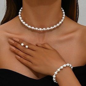 Bridal Jewelry Sets One-piece Suit Alloy 1 Bracelet Earrings Necklace Women's Stylish Cute Geometrical Precious Geometric Jewelry Set For Party Evening Wear