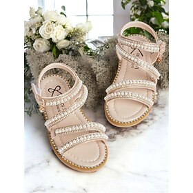 Pearl-Strap Sandals for Girls – Stylish Wedding Footwear for Flower Girls