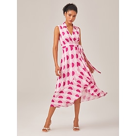 Femmes Robe Chemise Rose Claire À lacets Vacances XS S M: retailer-supplied image