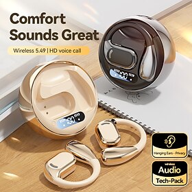 M76 Hands Free Telephone Driving Headset Ear Hook Bluetooth 5.3 Ergonomic Design Stereo Surround sound for Fitness Gym Workout Mobile Phone