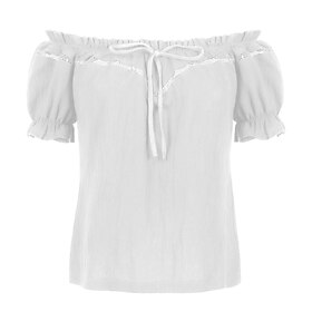 Retro Vintage Medieval Renaissance Blouse / Shirt Puff Sleeve Viking Celtic Knight Elven Solid Color Fancy Dress Women's Celtic Fantasy Masquerade Vacation Cas