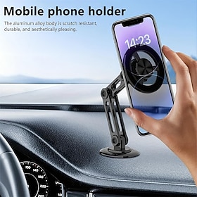 Aluminum Alloy Magnetic Car Mobile Phone Holder Universal Anti-shake Telescopic Folding Mobile Phone Holder Nano Strong Adhesive 360 Rotatable Adjustable Navig