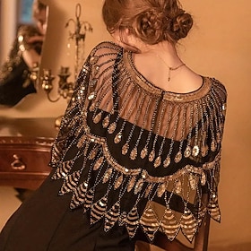 Roaring 20s 1920s Retro Vintage Flapper Shawls The Great Gatsby Flapper Girl Sequins Fringe Fancy Dress Women's Carnival Evening Party Wedding Masquerade Adult