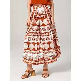 bedruckte lässige orange Swinghose: retailer-supplied image