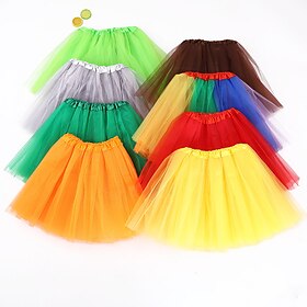 Kids Girls' Skirt Solid Color Active Mesh Outdoor 4 years Summer Light Pink Multicolor Black