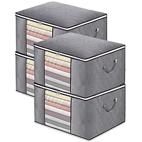 4-Pack Heavy-Duty Storage Bags with Zipper Under Bed Storage Waterproof Moving Travel Storage Organizers Foldable Reinforced Handles for Clothes, Bedding,Blan