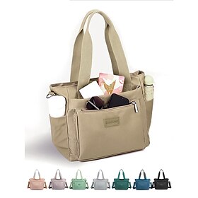 Women's Large Capacity Tote Bag  Waterproof Nylon Handbag with Multiple Pockets, Zipper Closure, and Shoulder Strap for Travel, Work and Daily Use