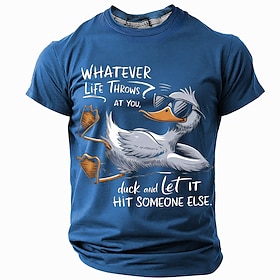 Mens Graphic T-Shirt: Funny Duck Pun - Whatever Life Throws At You, Duck And Let It Hit Someone Else