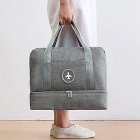 Weekender Bag Travel Duffel Bag with Shoe Compartment, Gym Bag with Wet Dry Separation for Women Men, Large Capacity Handheld Waterproof Travel Bag, Wet-Dry Se