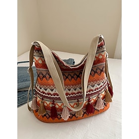 Women's Bohemian Ethnic Embroidery Tassel Shoulder Bag - Multiple carrying methods, can be used as a backpack, suitable for casual travel, festivals and daily