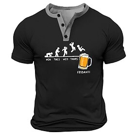 Men's Graphic Short Sleeve T-Shirt, Funny Work Week Monday to Friday Beer Humor, Casual Office Lifestyle Tee