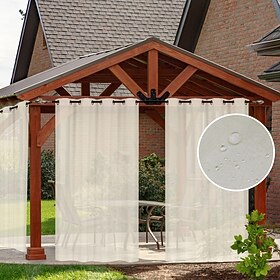 tenda da esterno per patio, tende semitrasparenti effetto lino bianco voile impermeabile che filtra la luce occhielli esterni tende per pergola balcon