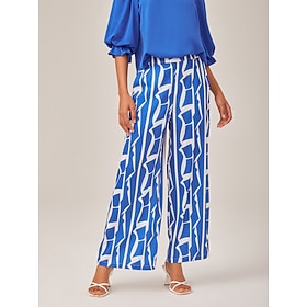 Femmes Longueur complète Satin Vacances Bleu S M L: retailer-supplied image
