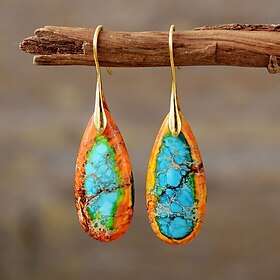 Women's Earrings Pear Cut Drop Stylish Earrings Jewelry Light Brown / Yellow / Blue For Wedding Party 1 Pair