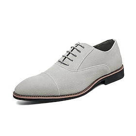 Men's Grey Suede Oxford Shoes  Classic Cap Toe Lace-Up Dress Shoes for Business, Weddings  Formal Events